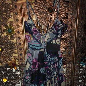 Navy Floral Mini Cross Strap Dress